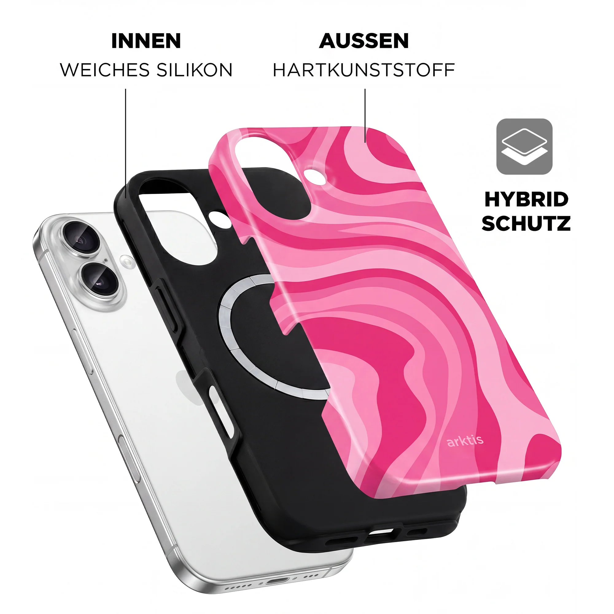 arktis iPhone 16 Hülle - Aura Pink - Image 2
