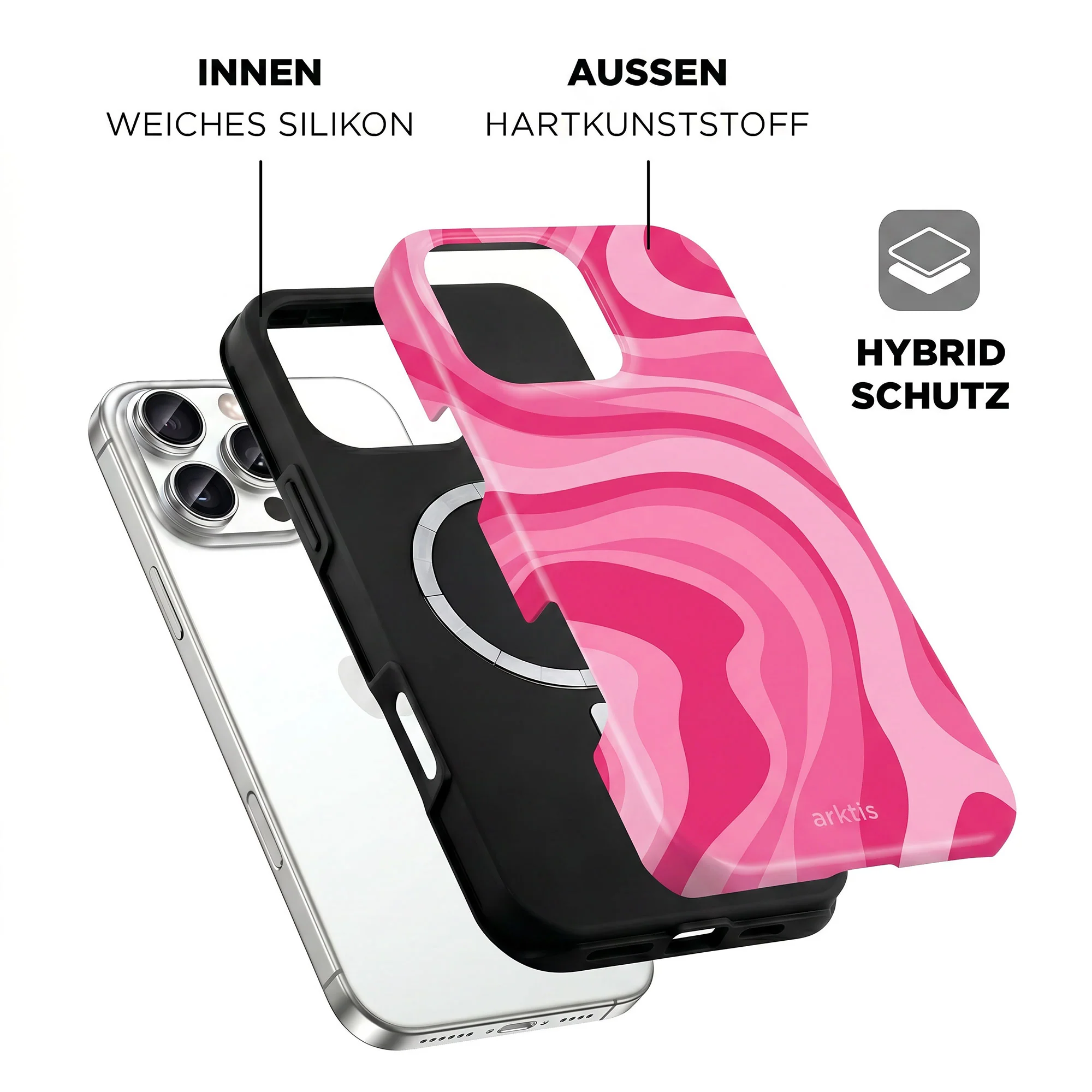 arktis iPhone 16 Pro Hülle - Aura Pink - Image 2