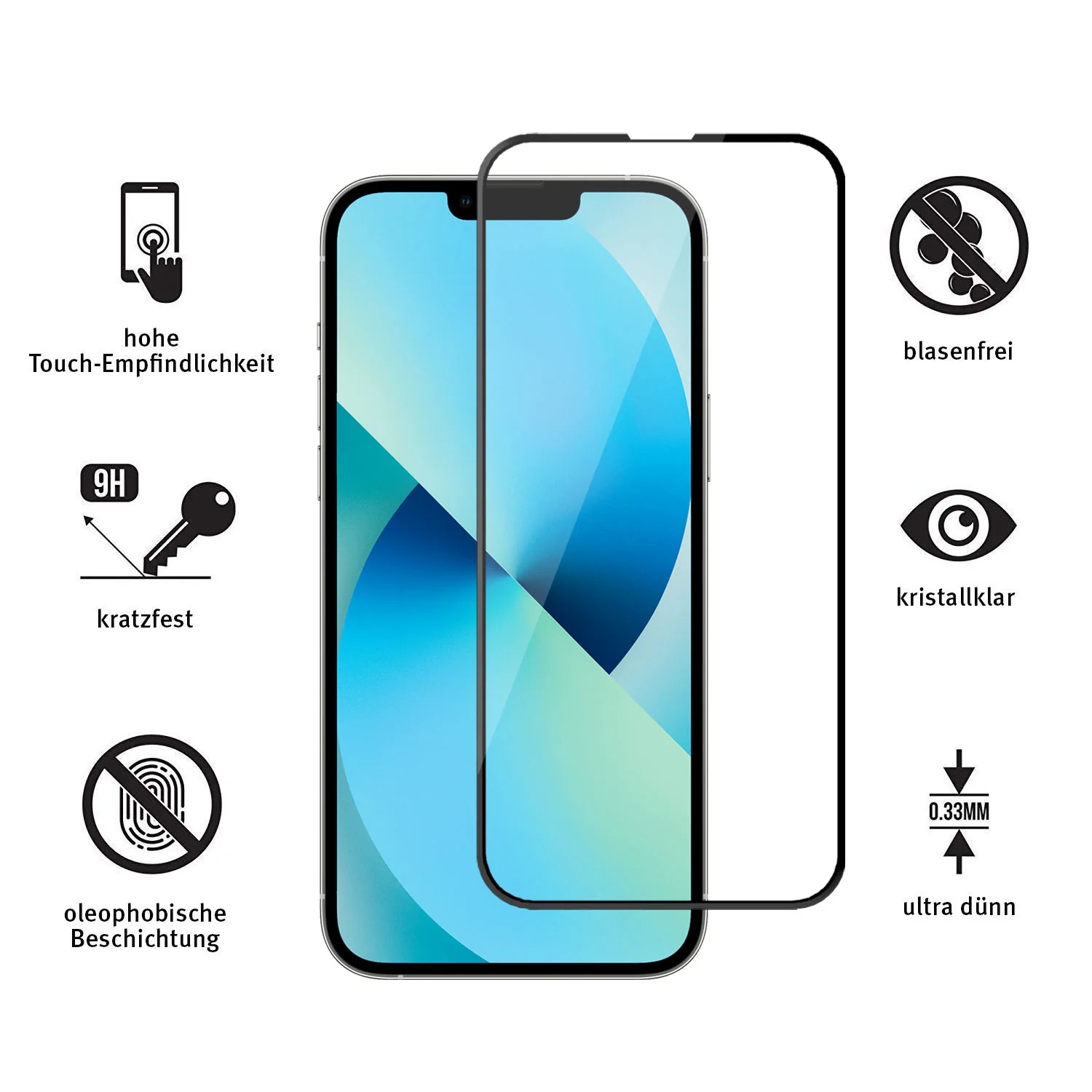 ArktisPRO iPhone 13 mini FULL COVER Displayschutz GLAS - hüllenfreundlich - 2er Set - Image 3