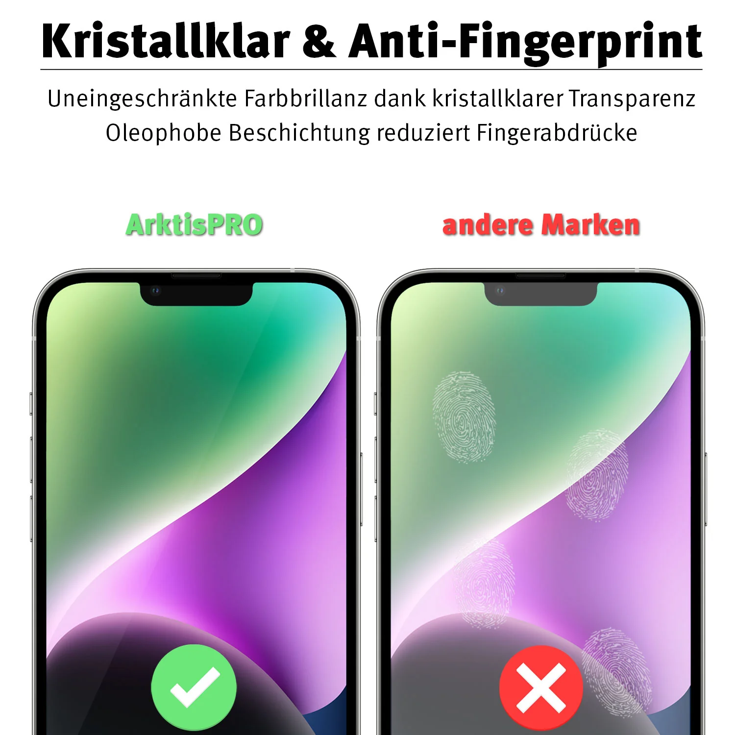 ArktisPRO iPhone 14 FULL COVER Displayschutz GLAS - hüllenfreundlich - 2er Set - Image 5