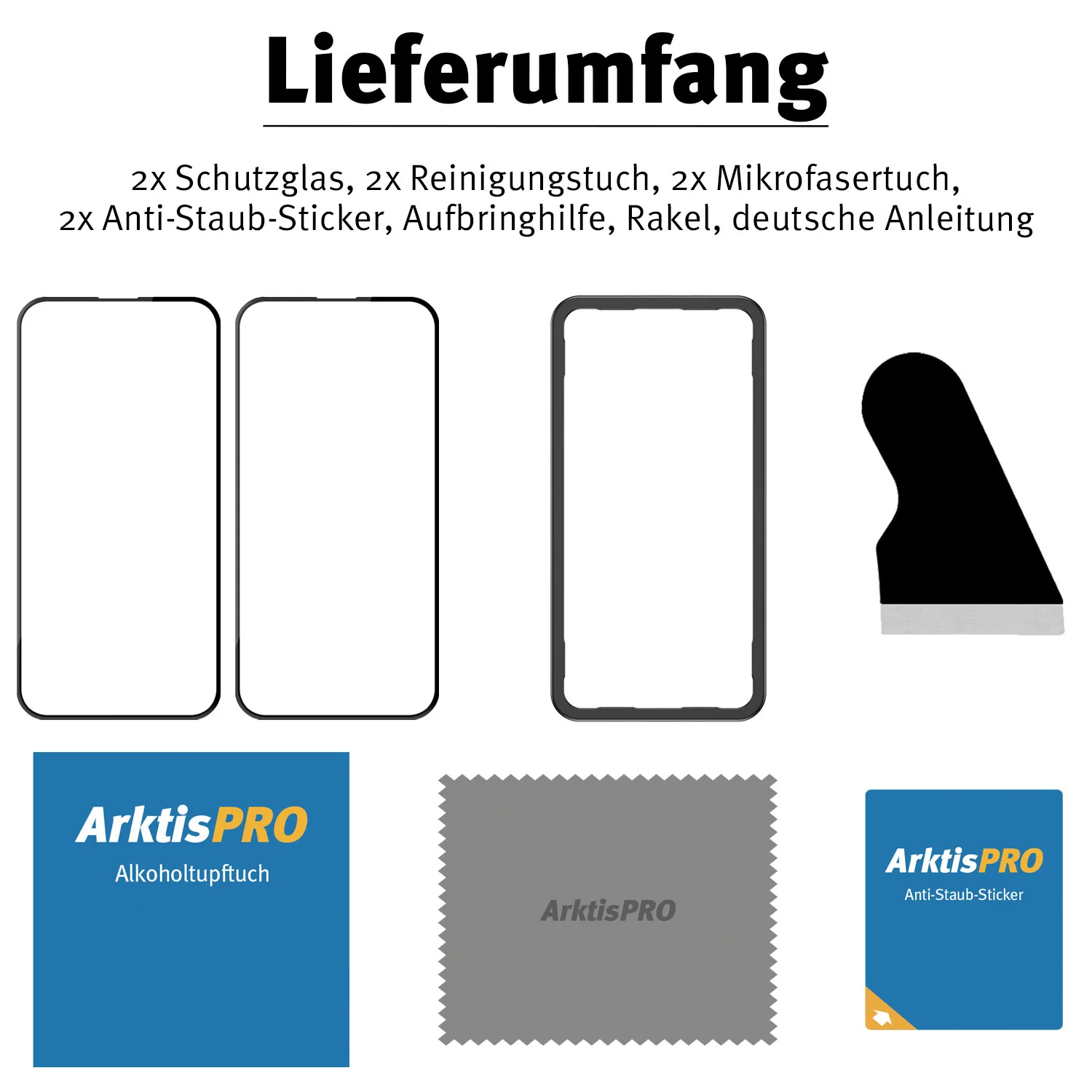ArktisPRO iPhone 14 Pro FULL COVER Displayschutz GLAS - hüllenfreundlich - 2er Set - Image 6