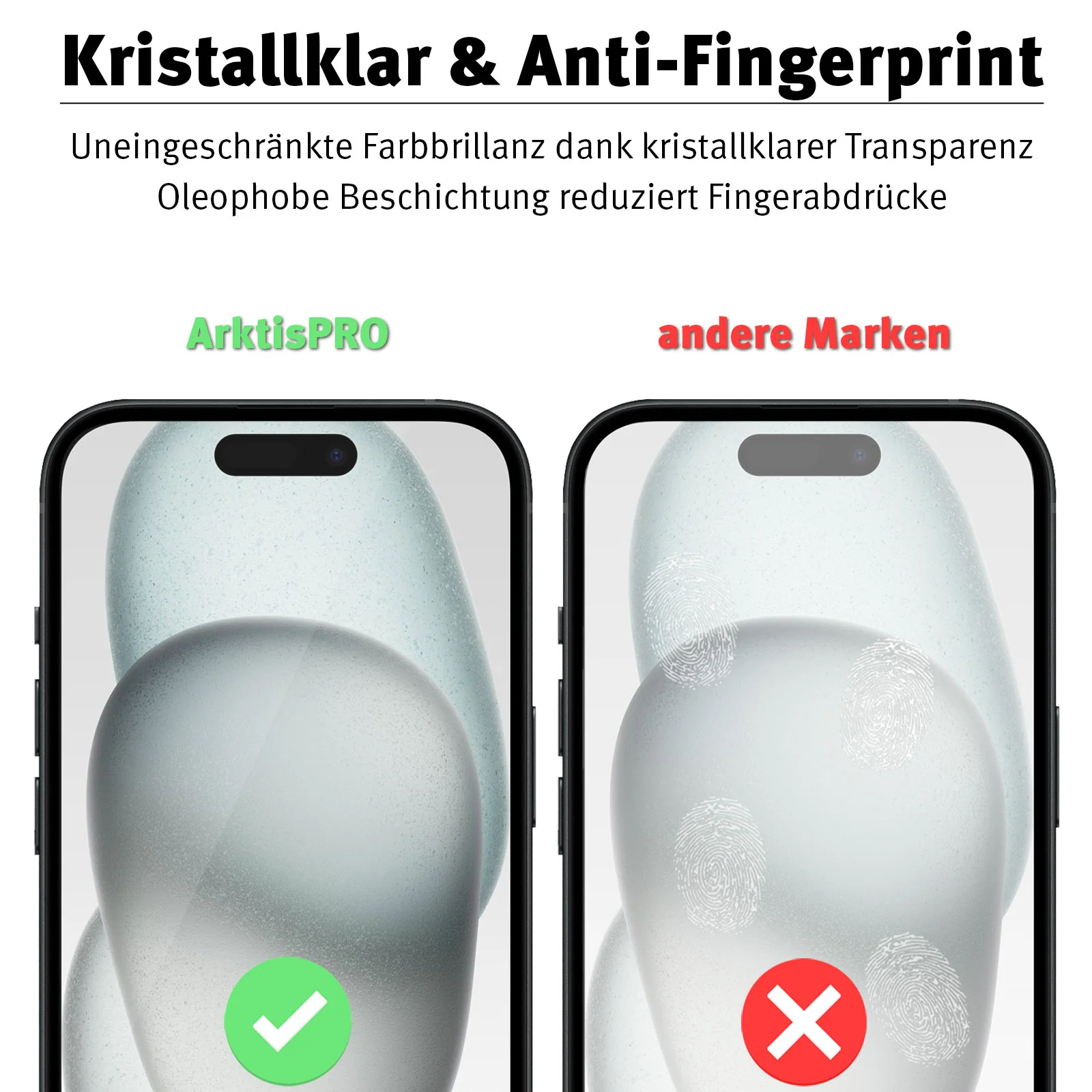 ArktisPRO iPhone 15 Plus FULL COVER Displayschutz GLAS - hüllenfreundlich - 3er Set - Image 4