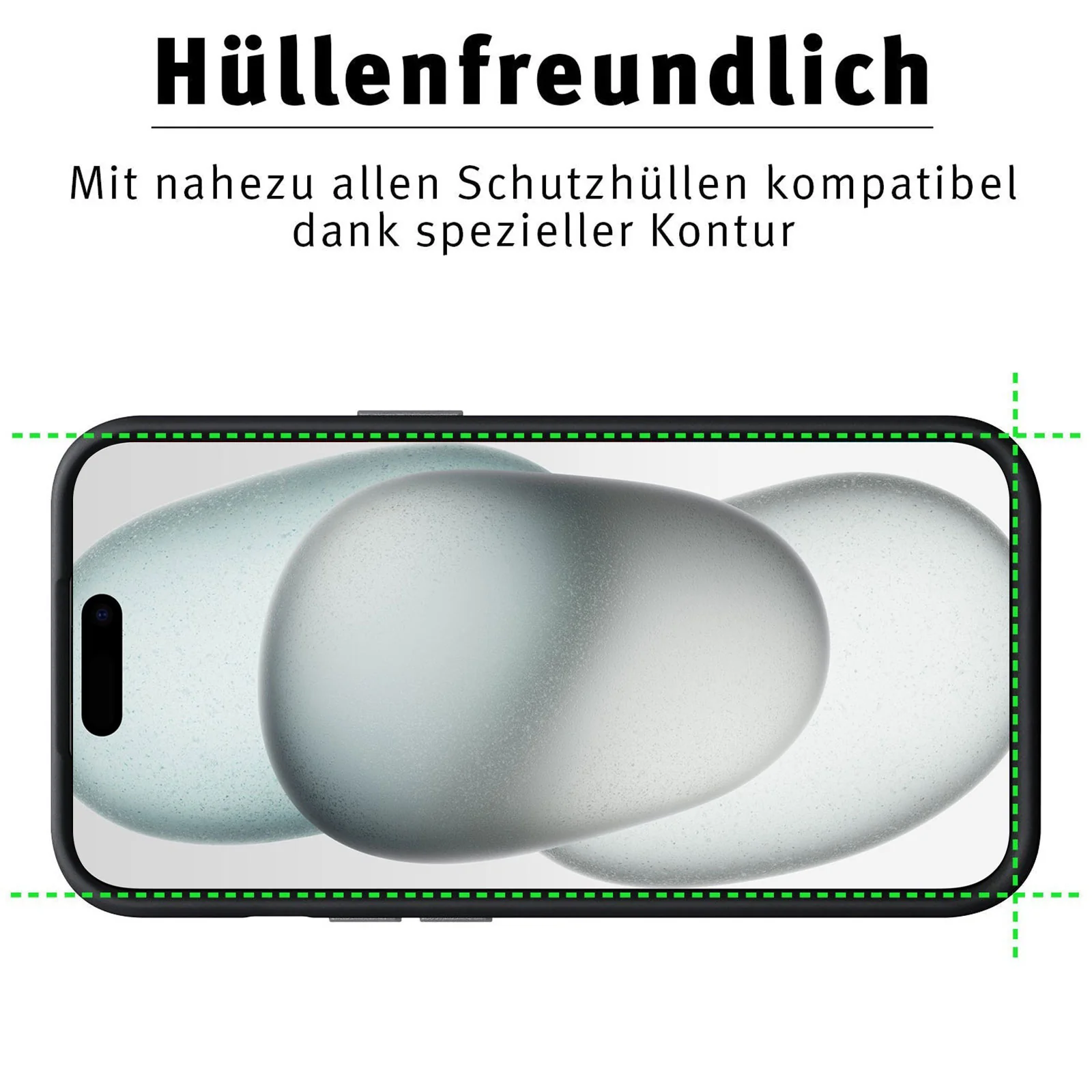 ArktisPRO iPhone 15 Plus FULL COVER Displayschutz GLAS - hüllenfreundlich - 3er Set - Image 5