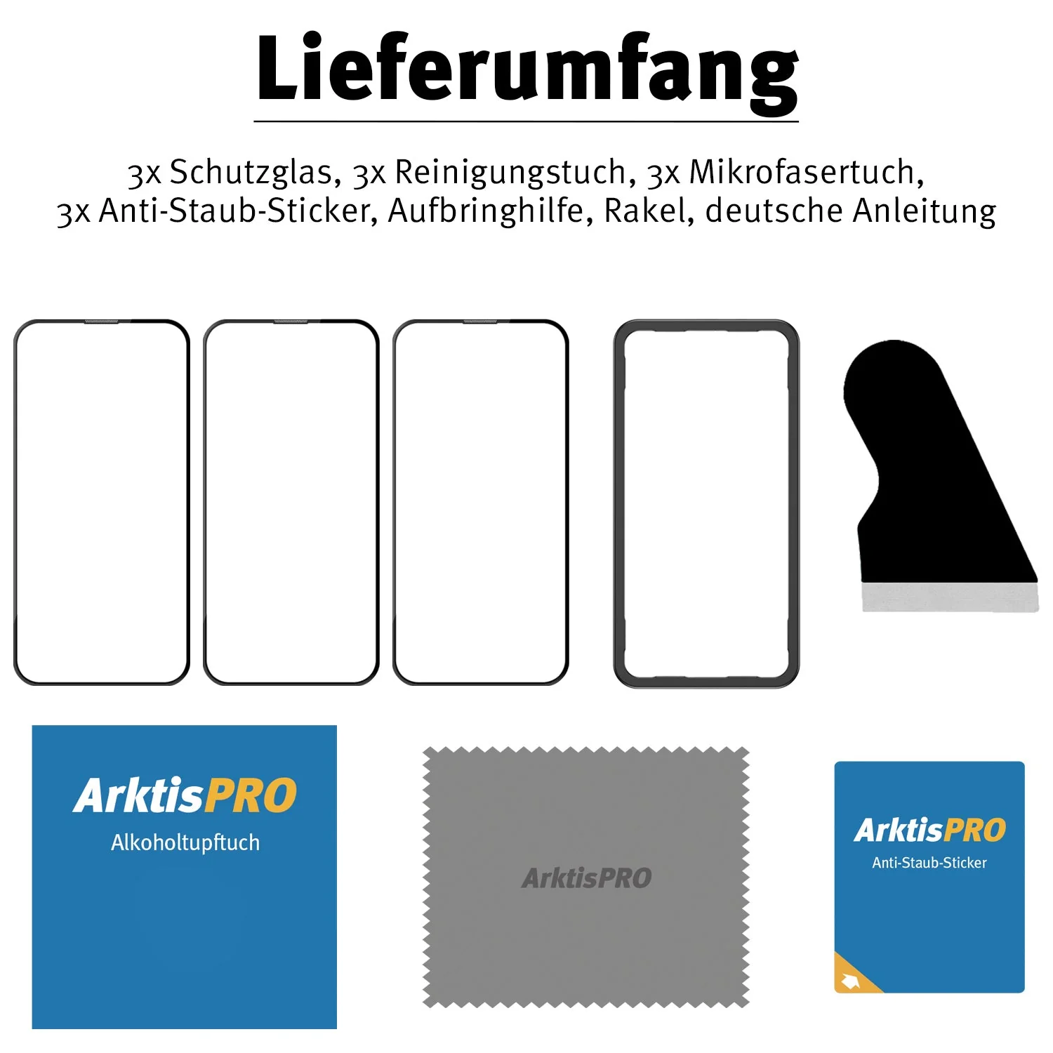 ArktisPRO iPhone 15 Plus FULL COVER Displayschutz GLAS - hüllenfreundlich - 3er Set - Image 7