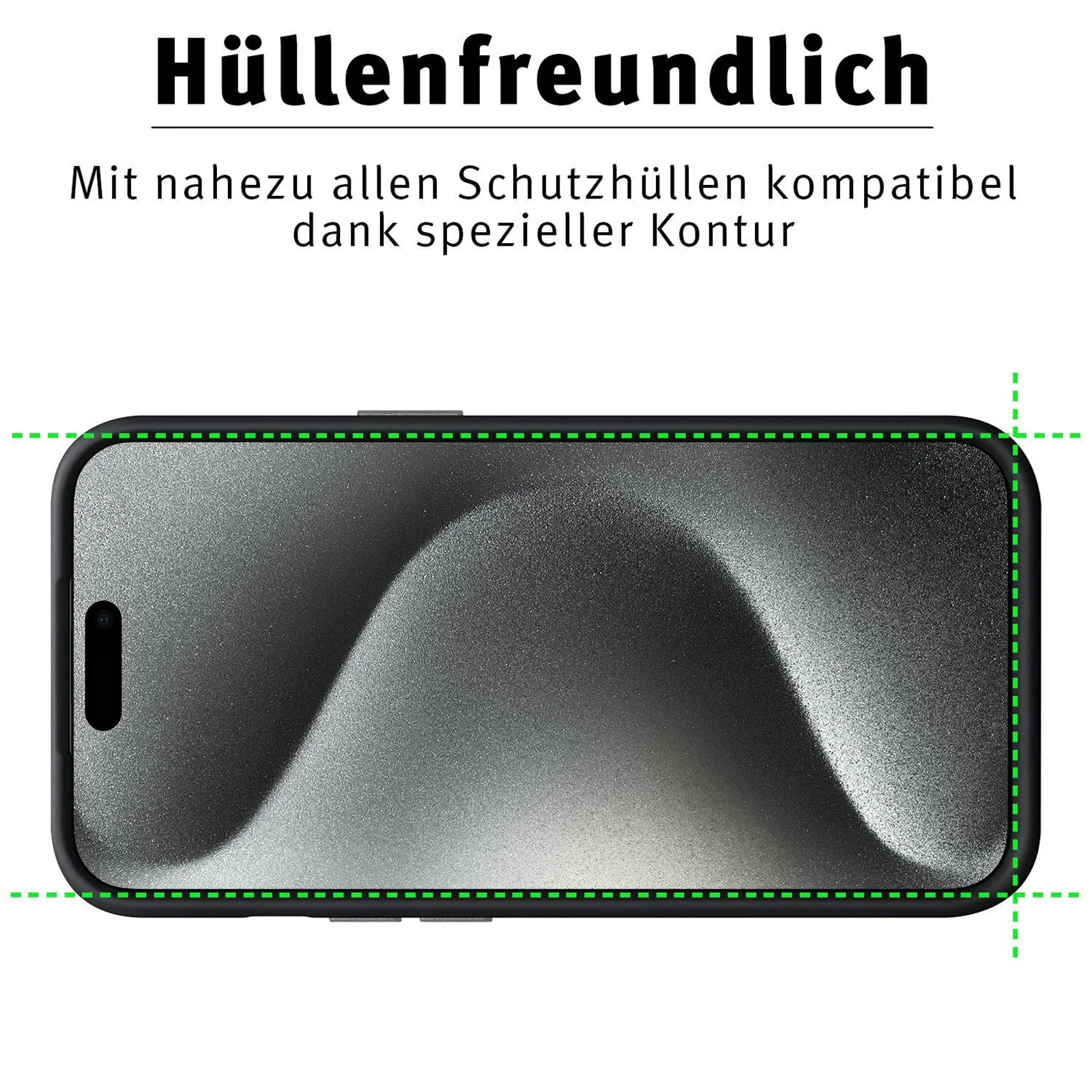 ArktisPRO iPhone 15 Pro FULL COVER Displayschutz GLAS - hüllenfreundlich - 2er Set - Image 5
