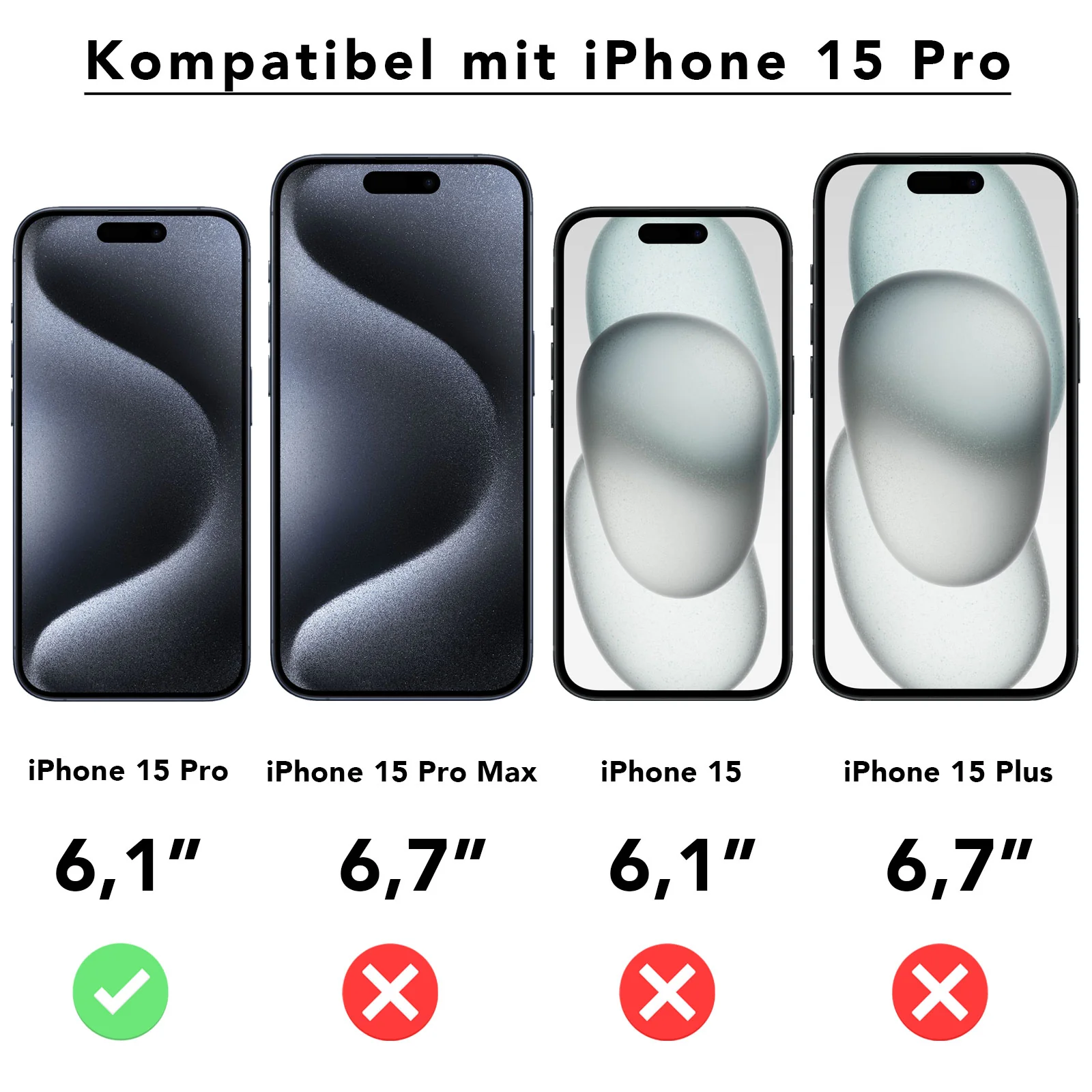 ArktisPRO iPhone 15 Pro FULL COVER Displayschutz GLAS - hüllenfreundlich - 2er Set - Image 6