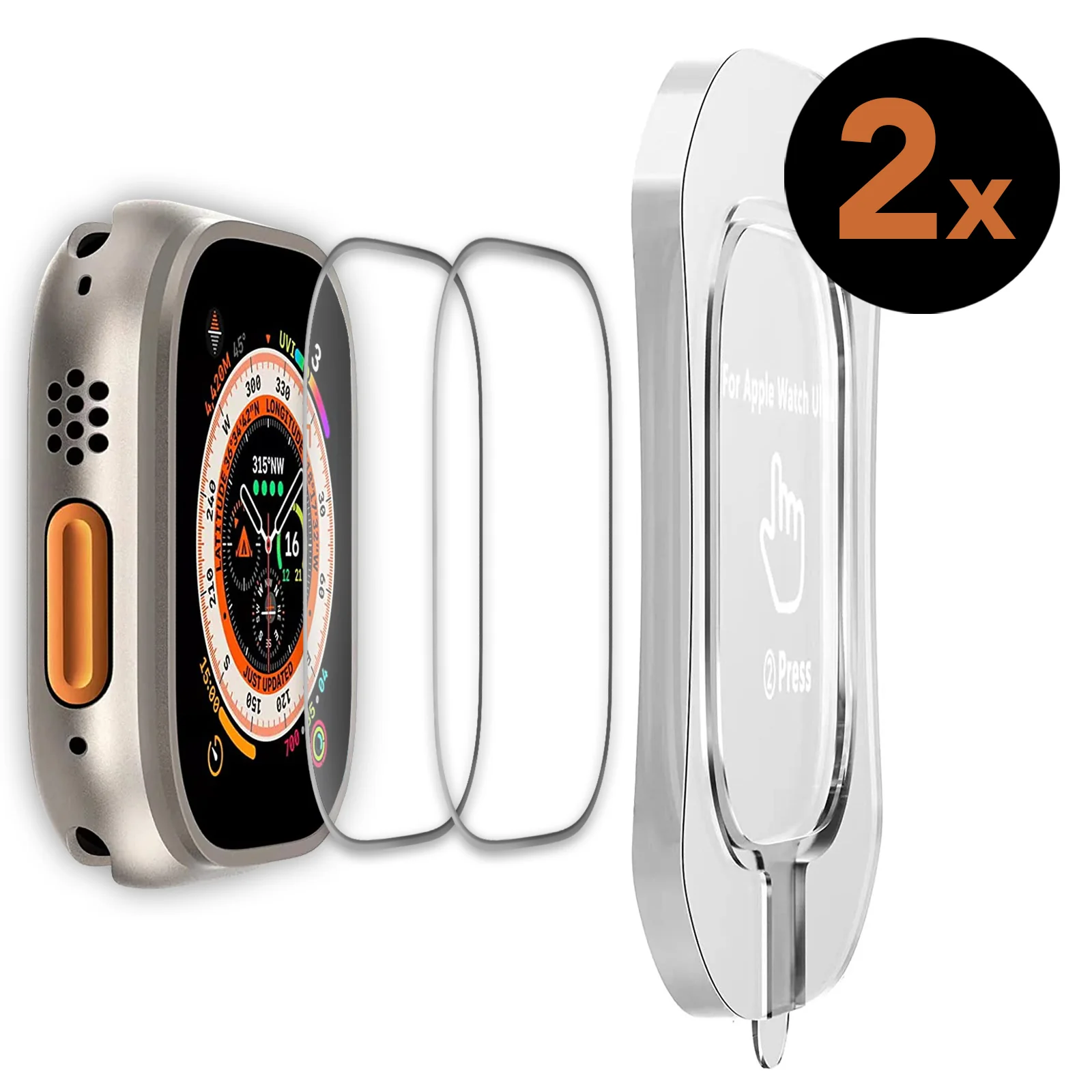 CRYSTAL CLEAR Displayschutz GLAS für Apple Watch Ultra 49 mm - 2er Set - Image 2